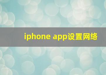 iphone app设置网络